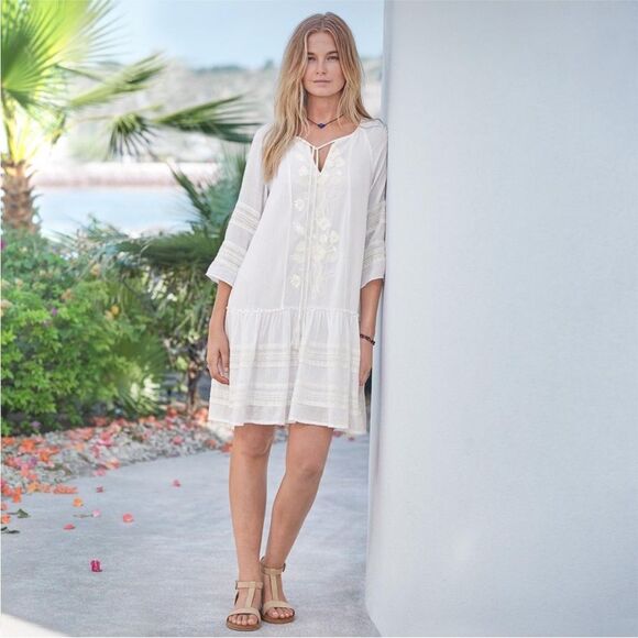 Sundance Dresses & Skirts - Sundance White Aleta Embroidered Mini Shift Dress Small